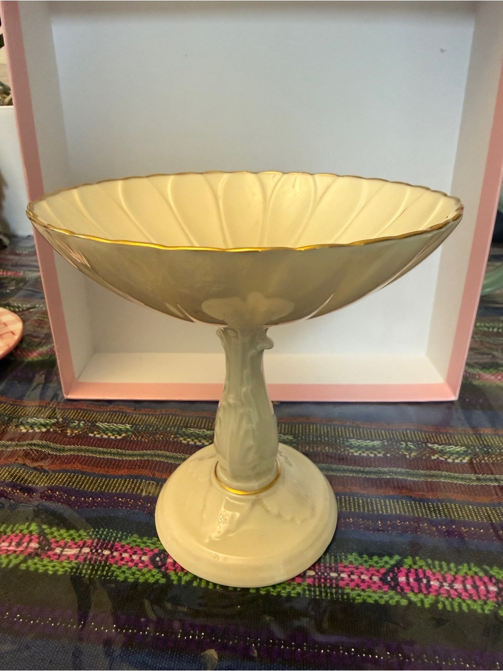 Lenox White Porcelain Bowl with Gold Logo Accent